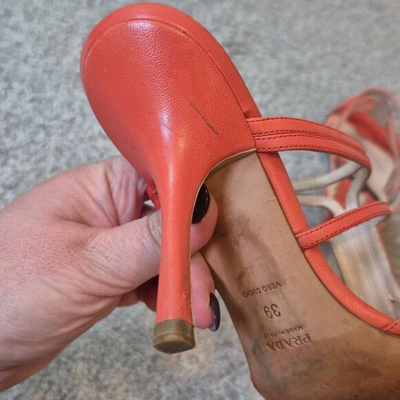 Prada Women’s Shoes Open Toe Heels Size US  8.5 EU 39 - Picture 9 of 9